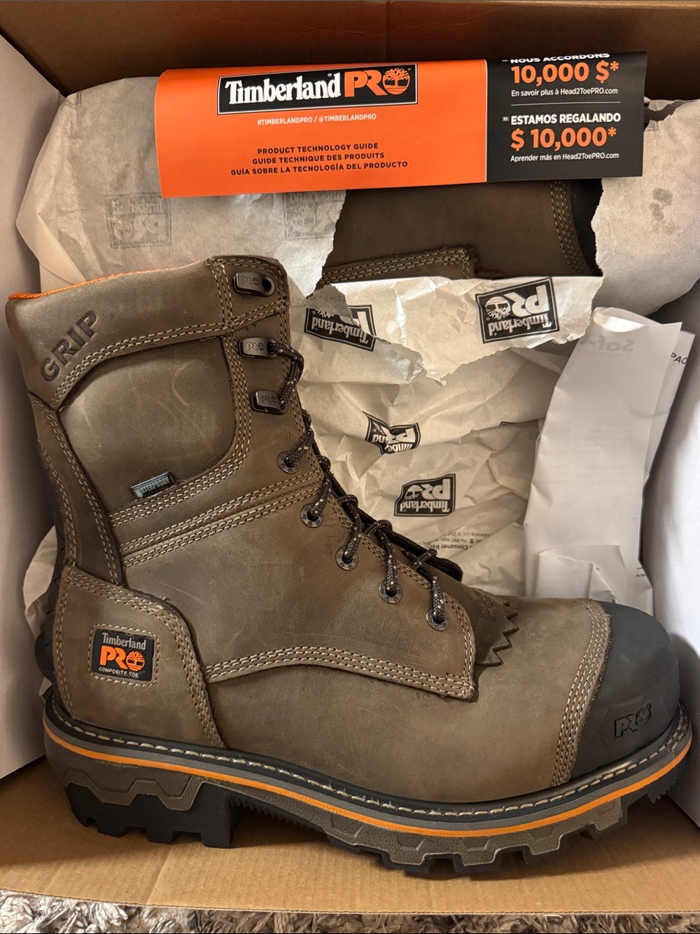 Timberland PRO Men's Brown and Orange Work Boot